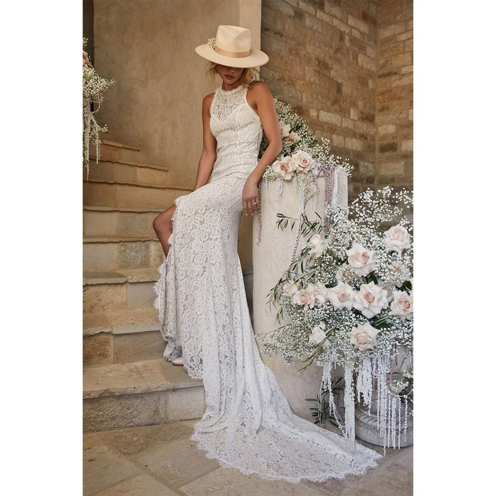 BRAND NEW Lulu's Love Everlasting White Floral Lace Mermaid Maxi Dress - XS